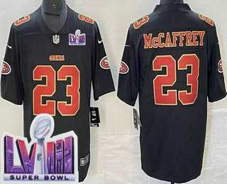 Men's San Francisco 49ers #23 Christian McCaffrey Limited Black Fashion LVIII Super Bowl Vapor Jersey Dzhi,We sell and wholesale Men's San Francisco 49ers #23 Christian McCaffrey Limited Black Fashion LVIII Super Bowl Vapor Jersey Dzhi on line form chian!